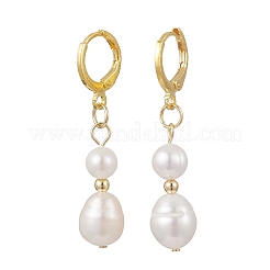 Oval Natural Cultured Freshwater Pearl Leverback Earrings&nbsp;EJEW-JE06972