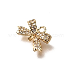 Brass Micro Pave Cubic Zirconia Bowknot Connector Charms&nbsp;X-KK-B152-09A-G