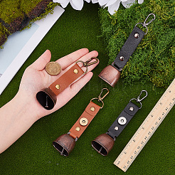 4Pcs 2 Colors Imitation Leather & Iron Bell Keychains&nbsp;AJEW-CL0002-41