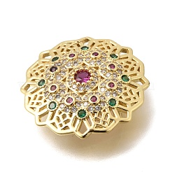 Brass Micro Pave Colorful Cubic Zirconia Filigree Links Connector Charms&nbsp;KK-C255-12A-G