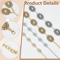 4Pcs 4 Styles Zinc Alloy with Resin Synthetic Turquoise Oval Link Waist Belly Chains&nbsp;AJEW-PH0009-01