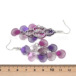 430 Stainless Steel Shell Shape Dangle Earrings&nbsp;EJEW-A137-03P-03