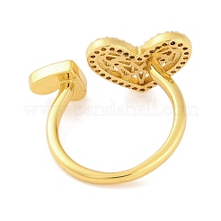 Brass Micro Pave Clear Cubic Zirconia Open Cuff Rings&nbsp;RJEW-U009-04G