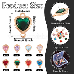 16Pcs 8 Colors K9 Glass Connector Charms&nbsp;FIND-TA0003-43