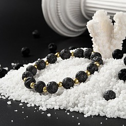 100Pcs 8mm Natural Lava Rock Beads Round Beads&nbsp;DIY-LS0002-43