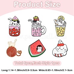 6Pcs 6 Styles Cat Enamel Pins&nbsp;JEWB-YW0001-10