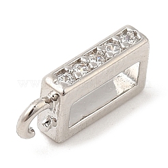 Rack Plating Brass Micro Pave Clear Cubic Zirconia Rectangle Pendant Bails&nbsp;KK-Q781-14P