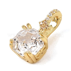 Brass Micro Pave Clear Cubic Zirconia Fold Over Clasps&nbsp;KK-C075-49G