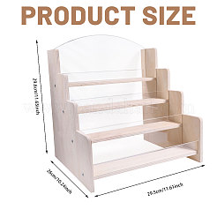 4-Tier Wood & Clear Acrylic Display Riser Stands for Greeting Cards and Picture Stickers&nbsp;ODIS-WH0108-013