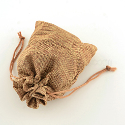 Polyester Imitation Burlap Packing Pouches Drawstring Bags&nbsp;X-ABAG-R004-14x10cm-03