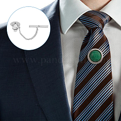 4Pcs 2 Colors Men's Brass Tie Tack Clutch with Chain&nbsp;KK-FH0007-42