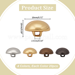 80Pcs 4 Colors Brass Shank Buttons&nbsp;BUTT-ME0001-15