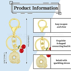 Brass Micro Pave Clear Cubic Zirconia Letter Pendant Keychain&nbsp;KEYC-SW00015-Q