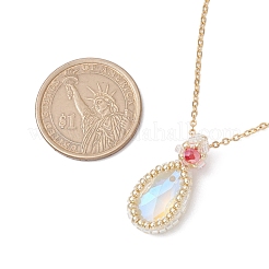 Glass Teardrop Pendant Necklaces&nbsp;NJEW-MZ00066-03