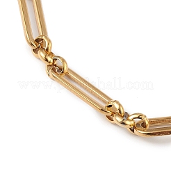 Ion Plating(IP) 304 Stainless Steel Figaro Chain Bracelet for Women&nbsp;X-BJEW-G669-21G