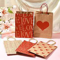 12Pcs 5 Styles Valentine's Day Heart Printed Paper Bags&nbsp;CARB-FS0001-07