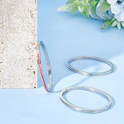 3Pcs Egg Shaped 201 Stainless Steel Grooved Hinged Bangles&nbsp;STAS-UN0048-67