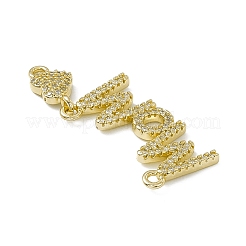 Rack Plating Brass Micro Pave Clear Cubic Zirconia Connector Charms&nbsp;ZIRC-F130-12G
