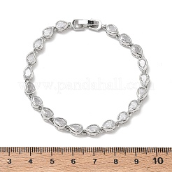 Teardrop Brass Micro Pave Clear Cubic Zirconia Link Chain Bracelets for Women&nbsp;BJEW-C156-07A-P