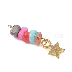 Nuggets Dyed Natural Freshwater Shell Beads with Alloy Star Pendants&nbsp;PALLOY-JF05030