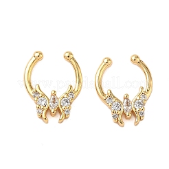 Brass Pave Clear Cubic Zirconia Circular/Horseshoe Barbell Nose Rings&nbsp;EJEW-D337-18E-G
