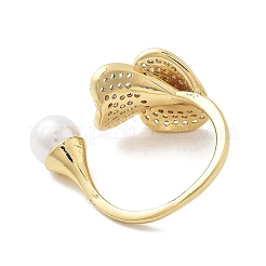 Brass Micro Pave Cubic Zirconia Cuff Rings for Women&nbsp;RJEW-P129-02G