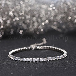 Rhodium Plated Real Platinum Plated 925 Sterling Silver Link Chain Bracelet&nbsp;BJEW-P311-01P-01