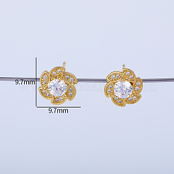 Exquisite Brass Pave Clear Cubic Zirconia Flower Stud Earrings&nbsp;MB8733