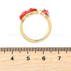 Brass Enamel Cuff Open Rings for Women&nbsp;RJEW-F184-10B-G
