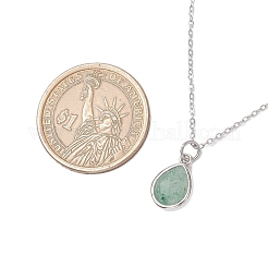 Teardrop Faceted Natural Mixed Stone Pendant 304 Stainless Steel Cable Chain Necklaces for Women&nbsp;NJEW-JN05288