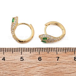 Brass Cubic Zirconia Hoop Earrings&nbsp;EJEW-D301-05G-02
