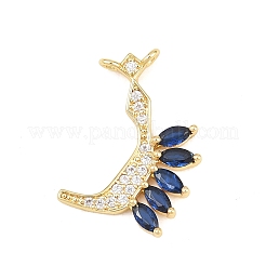15Pcs Brass Micro Pave Cubic Zirconia Pendants&nbsp;KK-Z151-15G-03