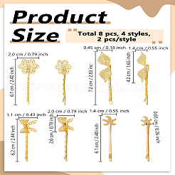 8Pcs 4 Styles Iron & Zinc Alloy Hair Bobby Pin Findings&nbsp;OHAR-LP0001-25