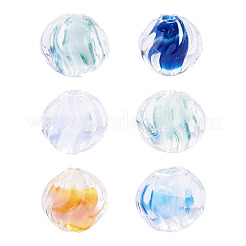 6Pcs 6 Colors Textured Inner Flower Handmade Lampwork Beads&nbsp;LAMP-TA0002-47