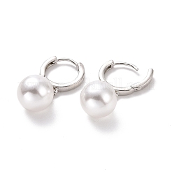 Plastic Pearl Dangle Hoop Earrings&nbsp;EJEW-A072-14P