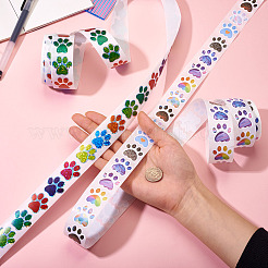 2 Rolls 2 Colors Dog Paw Print Paper Stickers&nbsp;DIY-TA0011-56