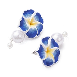 Polymer Clay 3D Plumeria Dangle Stud Earrings&nbsp;EJEW-JE06417