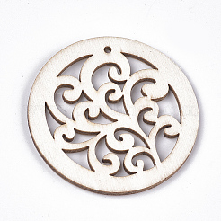 Undyed Wood Big Pendants&nbsp;X-WOOD-T016-08C