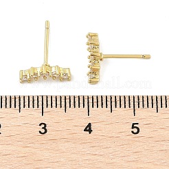 Brass Micro Pave Clear Cubic Zirconia Stud Earrings&nbsp;EJEW-R016-26G-15