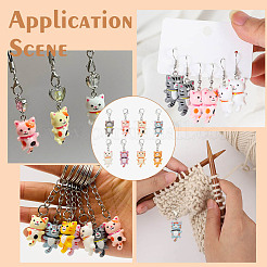 16Pcs 8 Colors Cute Cat Opaque Resin Pendant Decoration&nbsp;HJEW-AR00019
