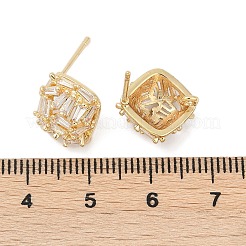 Brass Micro Pave Cubic Zirconia Stud Earring Findings&nbsp;LS-KK-Z094-11G