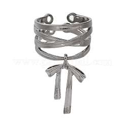 Alloy Bowknot Wide Open Cuff Rings for Women&nbsp;RJEW-S412-08B