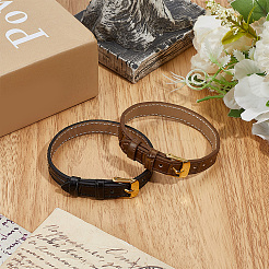 2Pcs 2 Colors Leather Textured Bracelet Straps Slide Wristbands for Slide Charms&nbsp;AJEW-CL0002-98