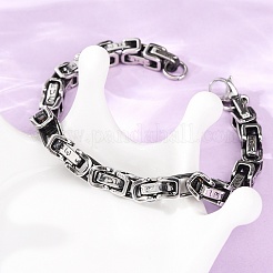 201 Stainless Steel Byzantine Chains Bracelets for Women Men&nbsp;BJEW-F529-02AS