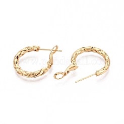 Woven Brass Hoop Earrings&nbsp;EJEW-T047-98G