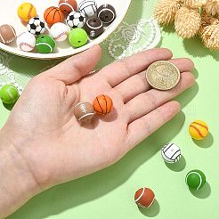 20Pcs 10 Style Sports Theme Food Grade Eco-Friendly Silicone Focal Beads&nbsp;SIL-CJ0001-13