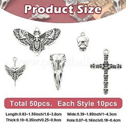 50Pcs 5 Styles Tibetan Style Alloy Pendants&nbsp;FIND-YW0012-58