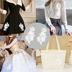 2 Pairs Polyester with Rhinestone Iron on/Sew On Patches&nbsp;DIY-GF0013-17B