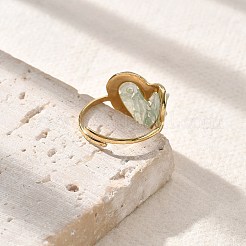 Heart Natural Green Aventurine Finger Rings&nbsp;STAS-Z112-10G-02