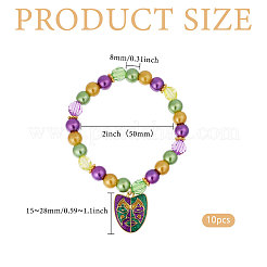 10Pcs Carnival Acrylic & Glass Pearl Bead Bracelets&nbsp;BJEW-CA00004